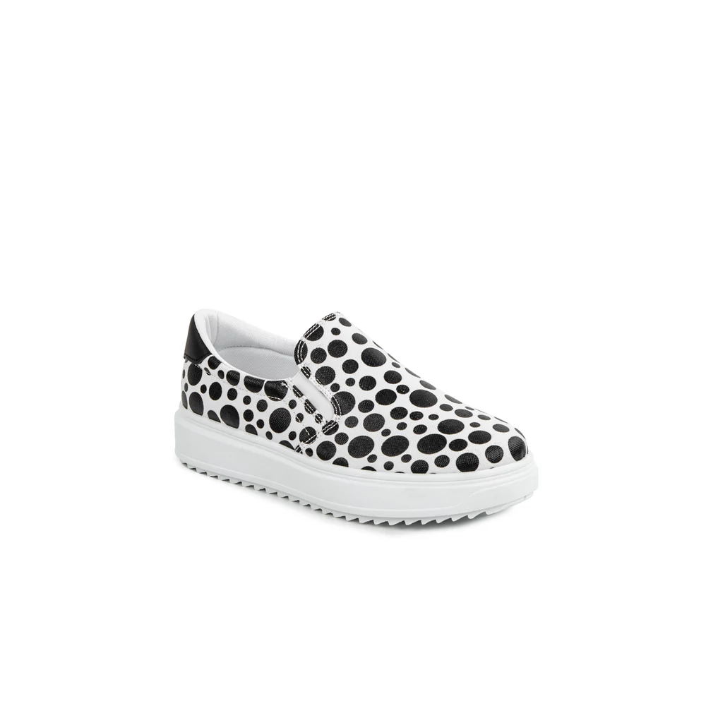 YESMILE Fekete-Fehér Pöttyös Enyhén Platformos Talpú Sneaker