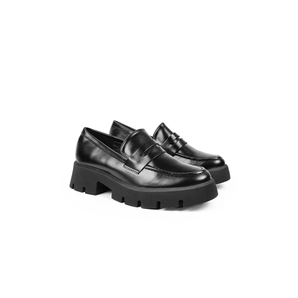 SEASTAR Fekete Műbőr Női Platform Loafer 