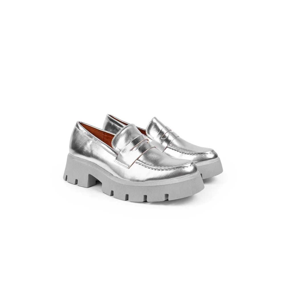 SEASTAR Ezüst Műbőr Női Platform Loafer 
