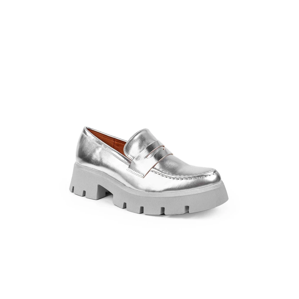 SEASTAR Ezüst Műbőr Női Platform Loafer 