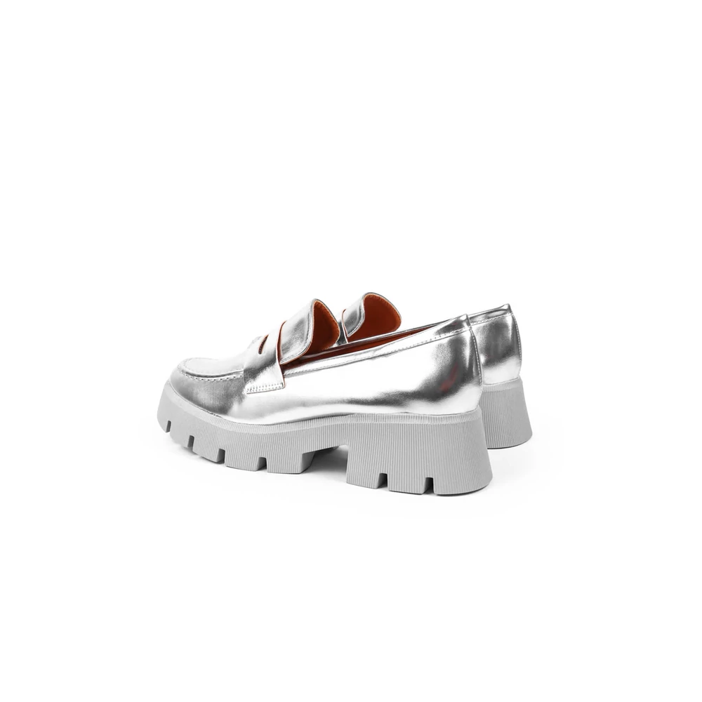 SEASTAR Ezüst Műbőr Női Platform Loafer 