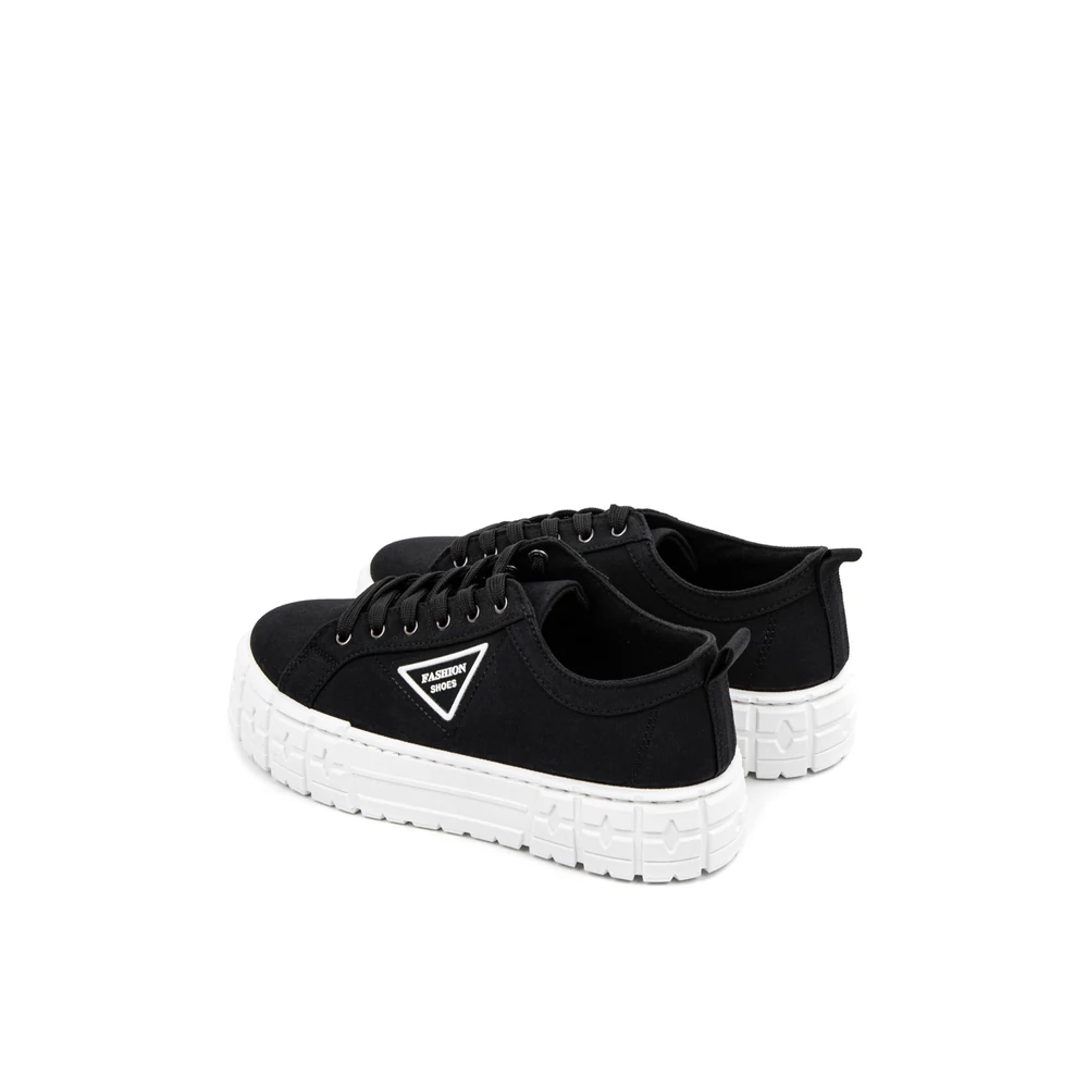 YESMILE Fekete Platformos Talpú Vászon Női Sneaker