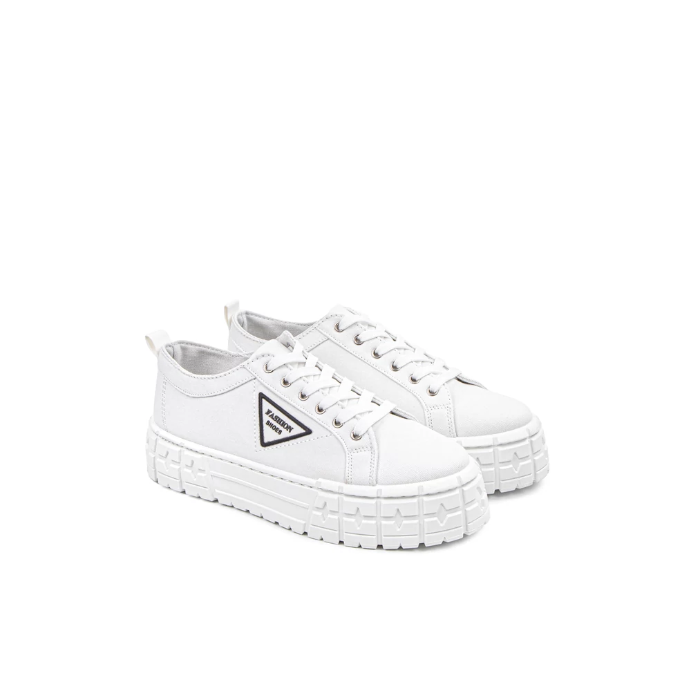 YESMILE Fehér Platformos Talpú Vászon Női Sneaker