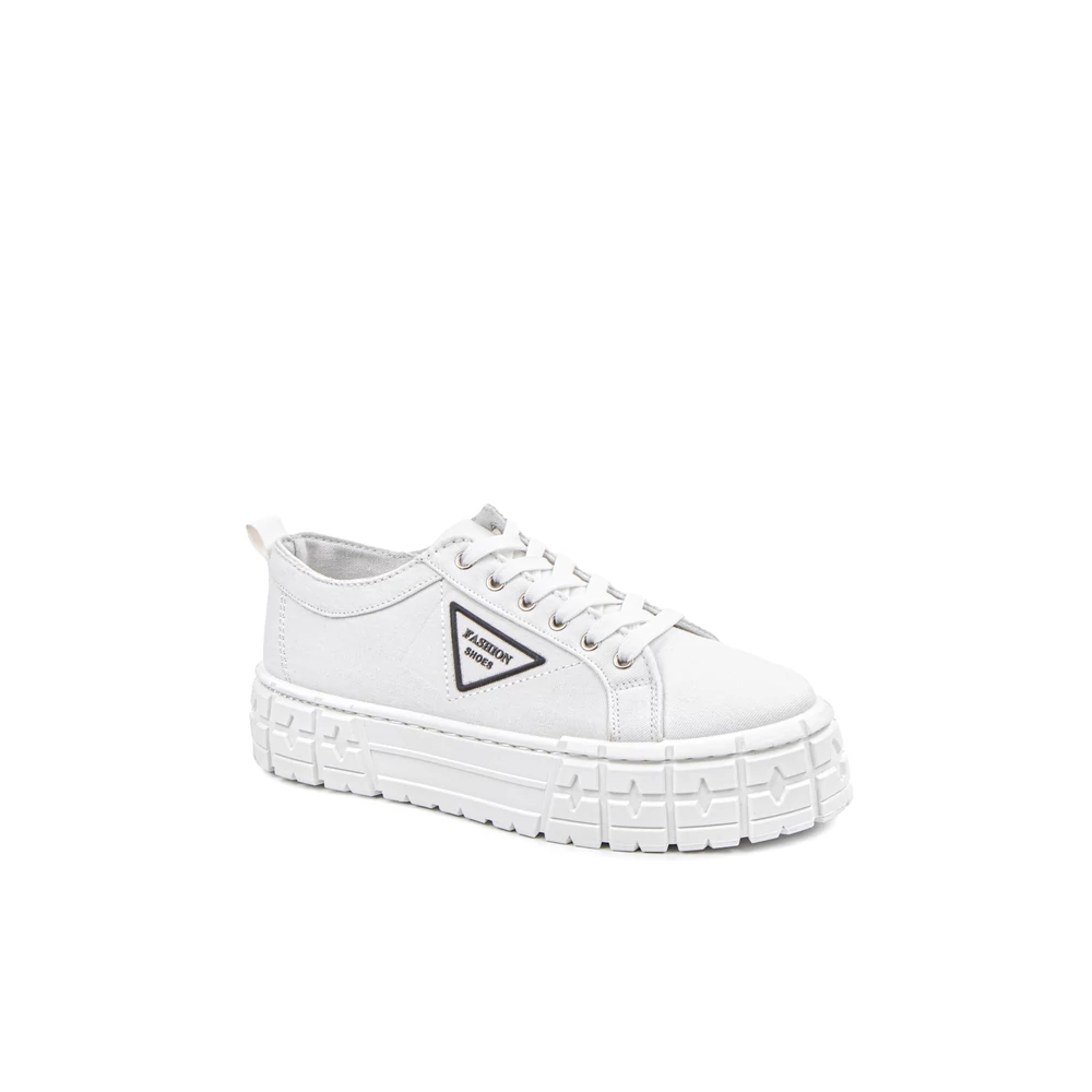 YESMILE Fehér Platformos Talpú Vászon Női Sneaker