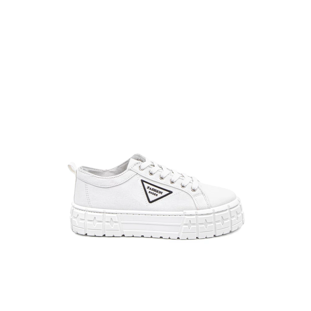 YESMILE Fehér Platformos Talpú Vászon Női Sneaker