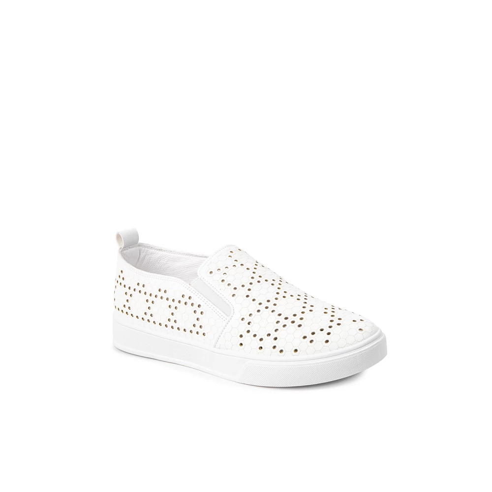 Bosido Fehér Lyukacsos Műbőr Slip-On