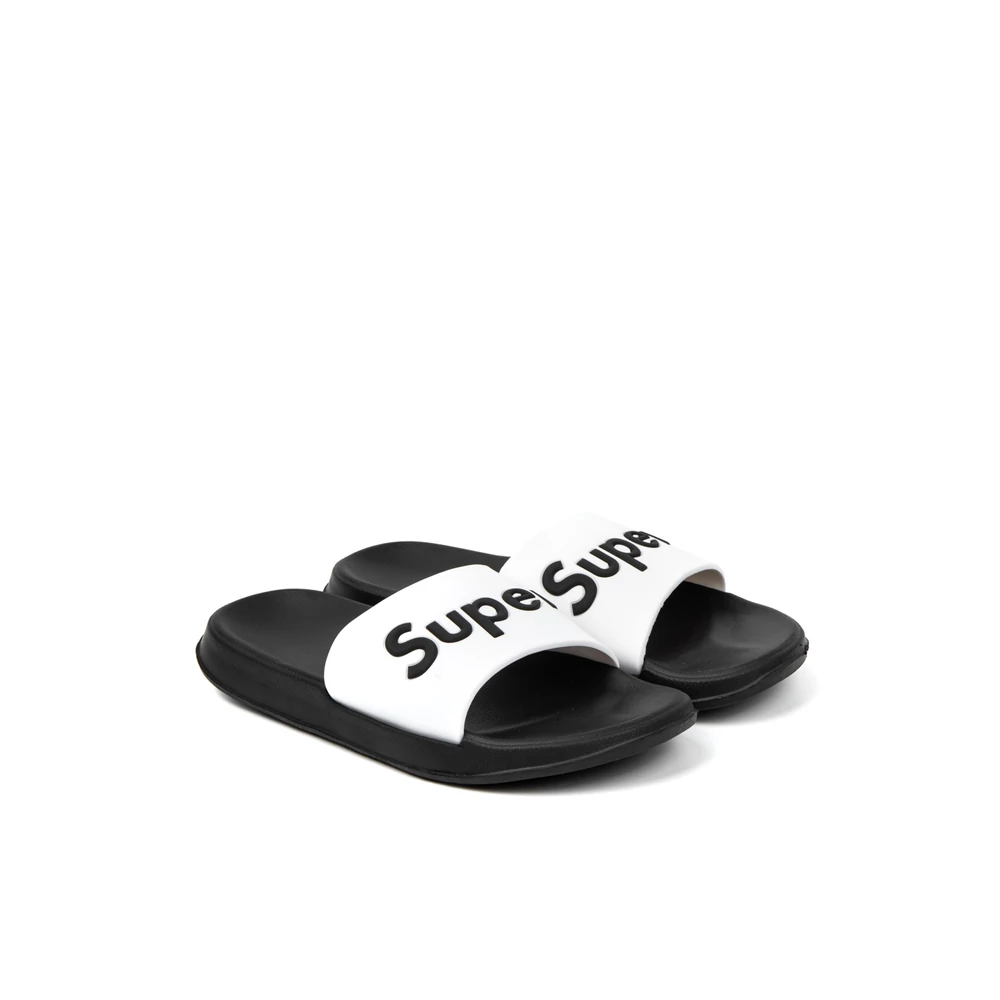 Fekete-Fehér Női Gumipapucs SUPER Felirattal