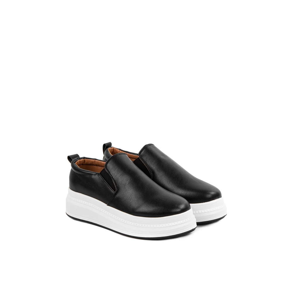 City Kiddy Fekete Női Műbőr Platform Talpú Slip-on 