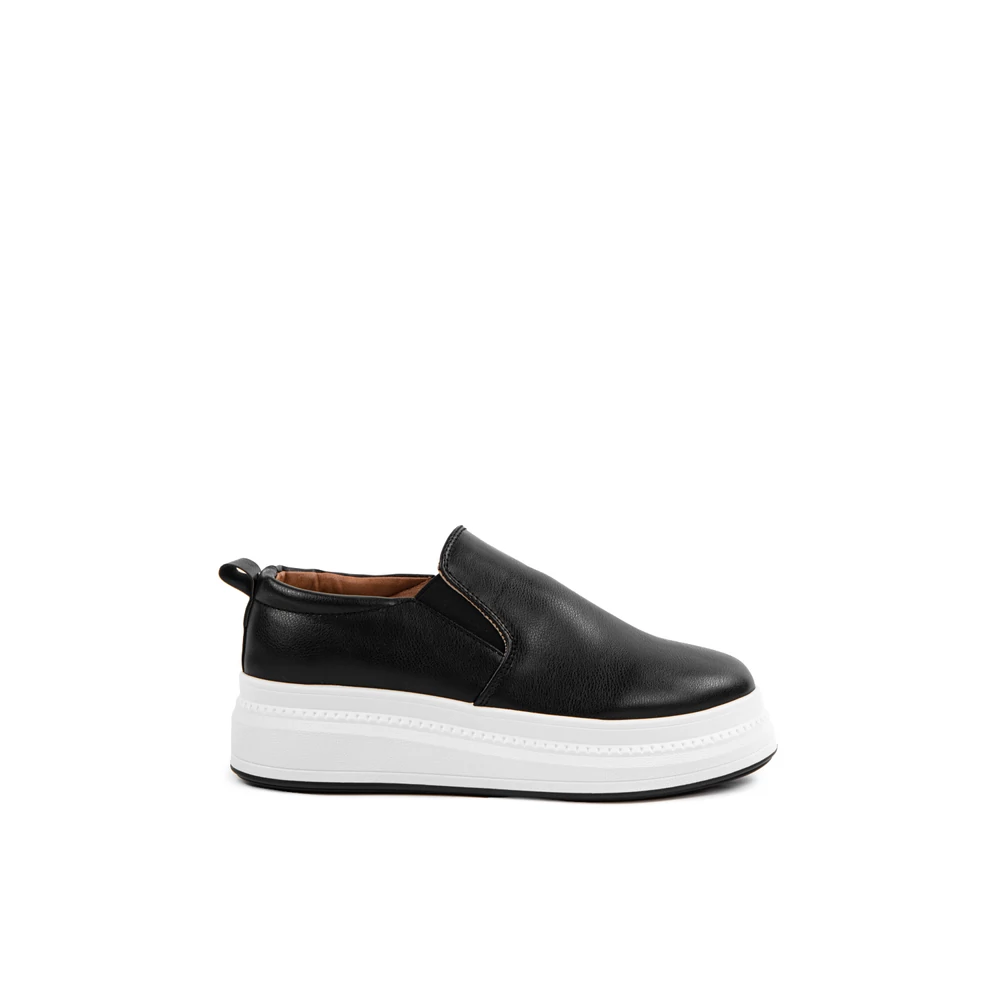 City Kiddy Fekete Női Műbőr Platform Talpú Slip-on 