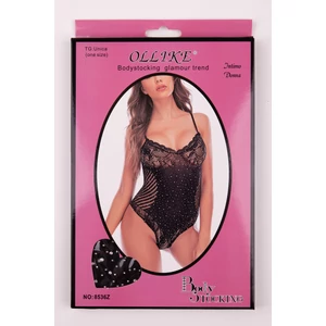Fekete Átlátszó Csipke Body Stocking