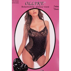 Fekete Átlátszó Csipke Body Stocking