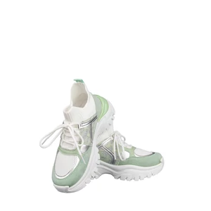 Menta Zöld Csillogós Gumírozott Anyagú Platformos Sneaker