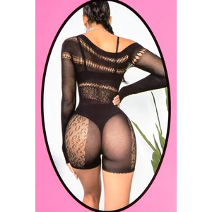 Ollike Fekete Leopárdmintás Áttetsző Bodystocking 