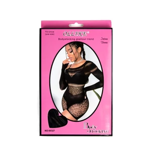 Ollike Fekete Leopárdmintás Áttetsző Bodystocking 