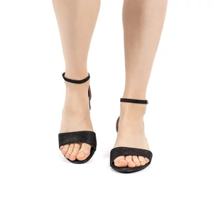 Small Swan Fekete Csillogós Alkalmi Blokksarkú Szandál