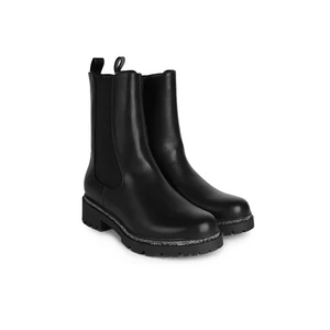 Bosido Fekete Műbőr Bokacsizma Kövekkel