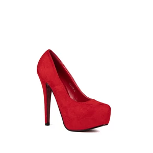 Piros Művelúr Platformos Magassarkú