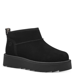 Tamaris Bőr Fekete Vastagon Bélelt Puha Talpú Hótaposó