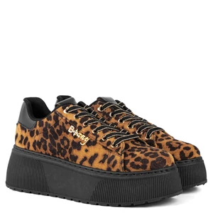 Leopárd Mintás Platformos Művelúr Sneaker