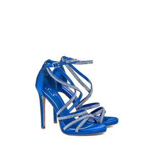 Kék Strasszköves Magassarkú Szandál