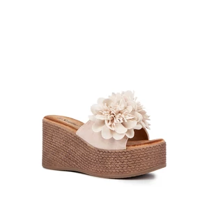 Seastar Bézs Platformos Papucs Fodros Pánttal
