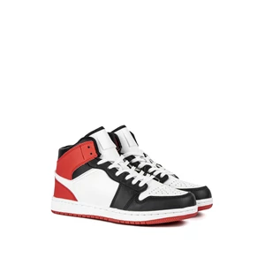 Fekete-Fehér-Piros Magasszárú Női Sneaker