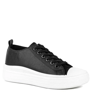 Fekete Vastagtalpú  Műbőr Női Tornacipő Fekete Vastagtalpú  Műbőr Női Tornacipő