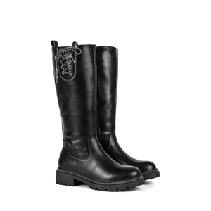 Bosido Fekete Enyhén Bélelt Műbőr Csizma