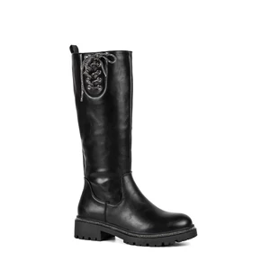 Bosido Fekete Enyhén Bélelt Műbőr Csizma