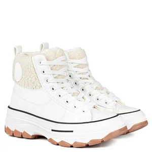 Fehér Bélelt Platformos Tornacipő Fehér Bélelt Platformos Tornacipő