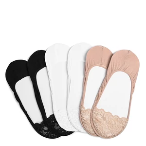 Többszínű Pamut 6 db-os Titokzokni Szett Csipkés Orr Résszel