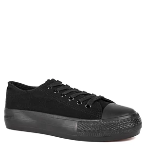 Fekete Vastagtalpú Vászon Női Tornacipő Fekete Vastagtalpú Vászon Női Tornacipő