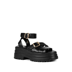 Next Step Fekete Platformos Szandál