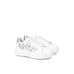 Fehér-Ezüst Sneaker Pillangós Kivágással