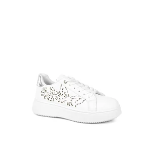 Fehér-Ezüst Sneaker Pillangós Kivágással