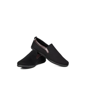 Fekete-Barna Vászon Férfi Slip-On