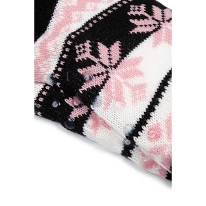 Ollike Fekete-Fehér-Rózsaszín Téli Mintás Bélelt Hosszúszárú Zokni