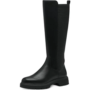 Tamaris Fekete Magasszárú Műbőr Csizma