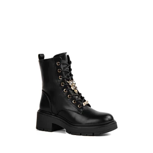 Weide Fekete Műbőr Bakancs Díszítéssel Weide Fekete Műbőr Bakancs Díszítéssel