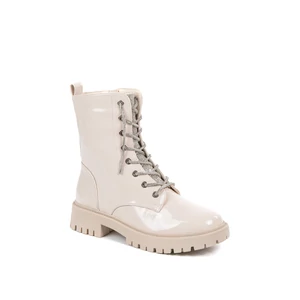 Weide Bézs Lakk Bakancs Strasszköves Fűzővel és Nyelvvel Weide Bézs Lakk Bakancs Strasszköves Fűzővel és Nyelvvel