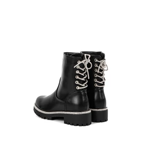 Weide Fekete Műbőr Bakancs Strasszkövekkel Weide Fekete Műbőr Bakancs Strasszkövekkel