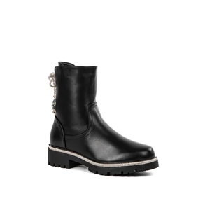 Weide Fekete Műbőr Bakancs Strasszkövekkel Weide Fekete Műbőr Bakancs Strasszkövekkel