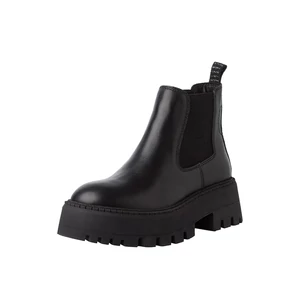Tamaris Fekete Chelsea Stílusú Bőr Bokacsizma