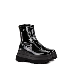 Bosido Fekete Lakkozott Platformos Bokacsizma