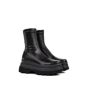 Bosido Fekete Műbőr Platformos Bokacsizma