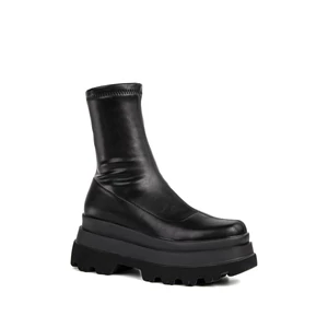 Bosido Fekete Műbőr Platformos Bokacsizma