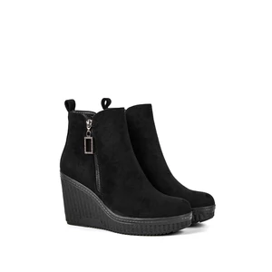 Bosido Fekete Művelúr Telitalpú Bokacsizma