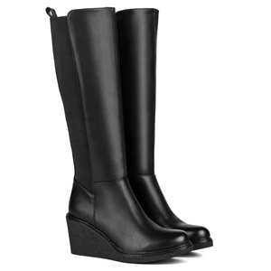 Fekete Műbőr Talitalpú Csizma