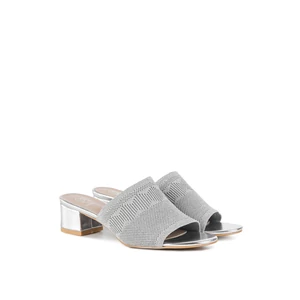 Ezüst Színű Blokksarkú Papucs