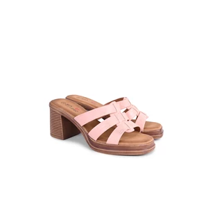 Rózsaszín Pántos Magassarkú Papucs